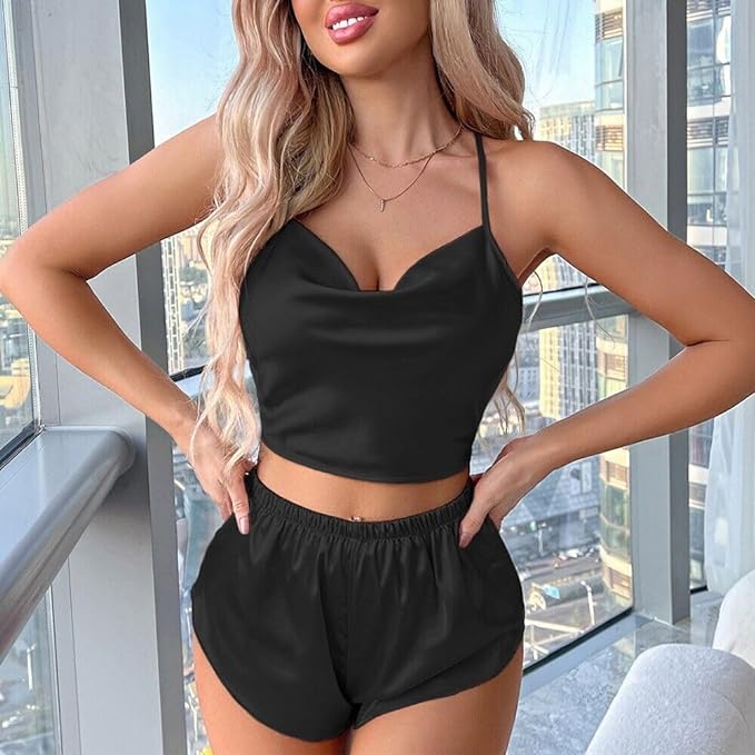 Top and Shorts Nightsuit | Night Dress Above Knee Lingerie Night Dress