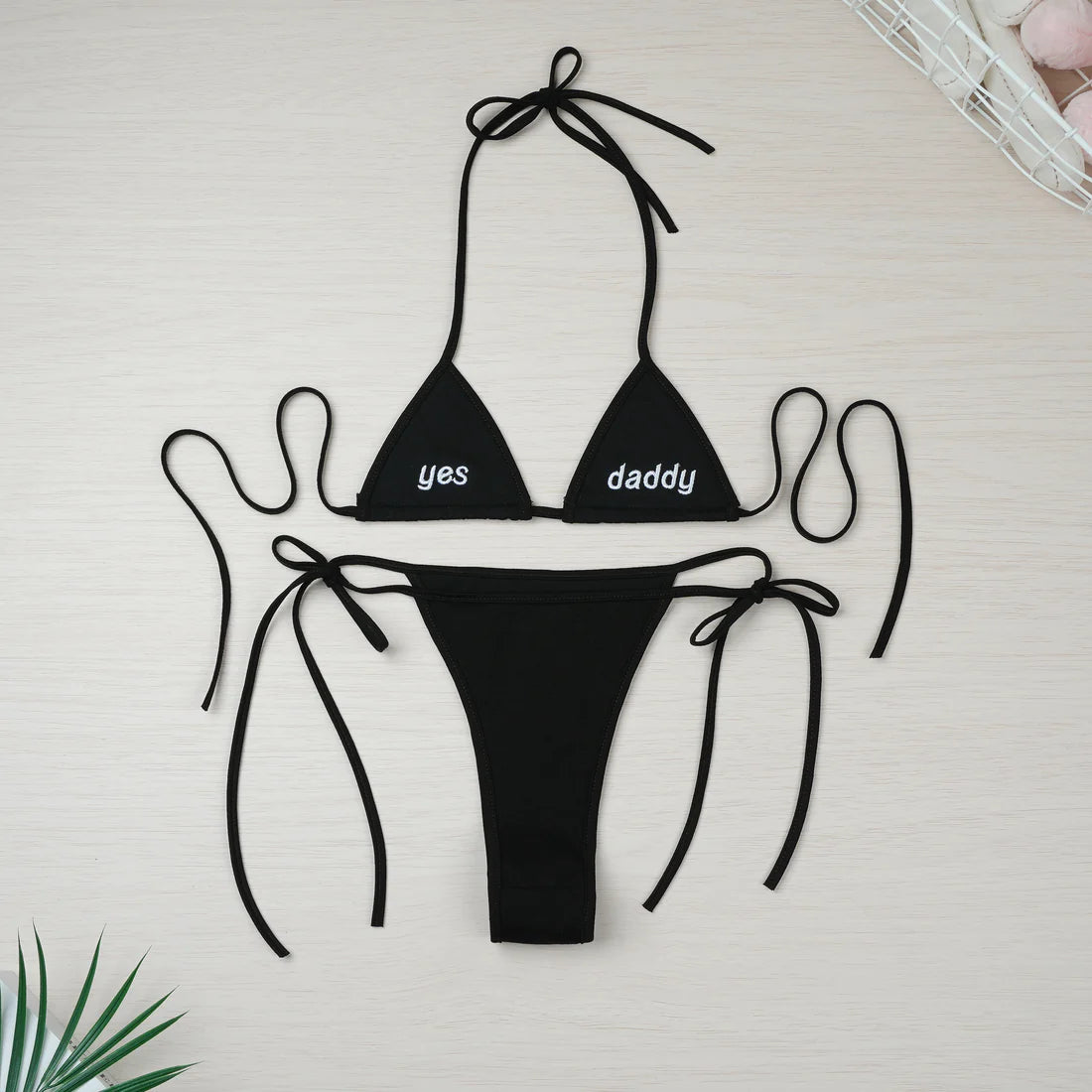 Black Yes Daddy Bikini Swimwear For Women