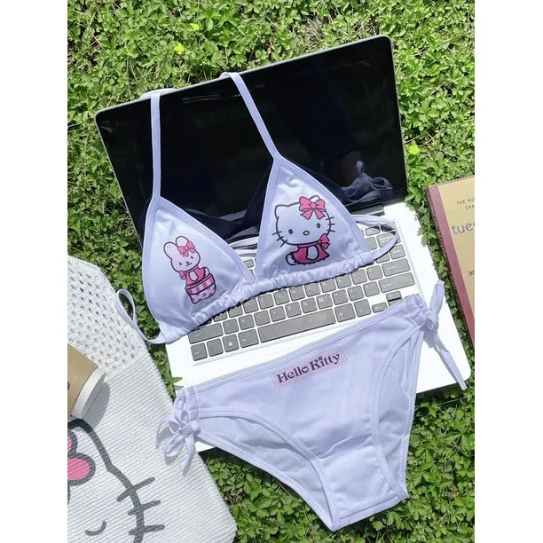 Cute Hello Kitty Cartoon Bikini Swimsuit Set for Women