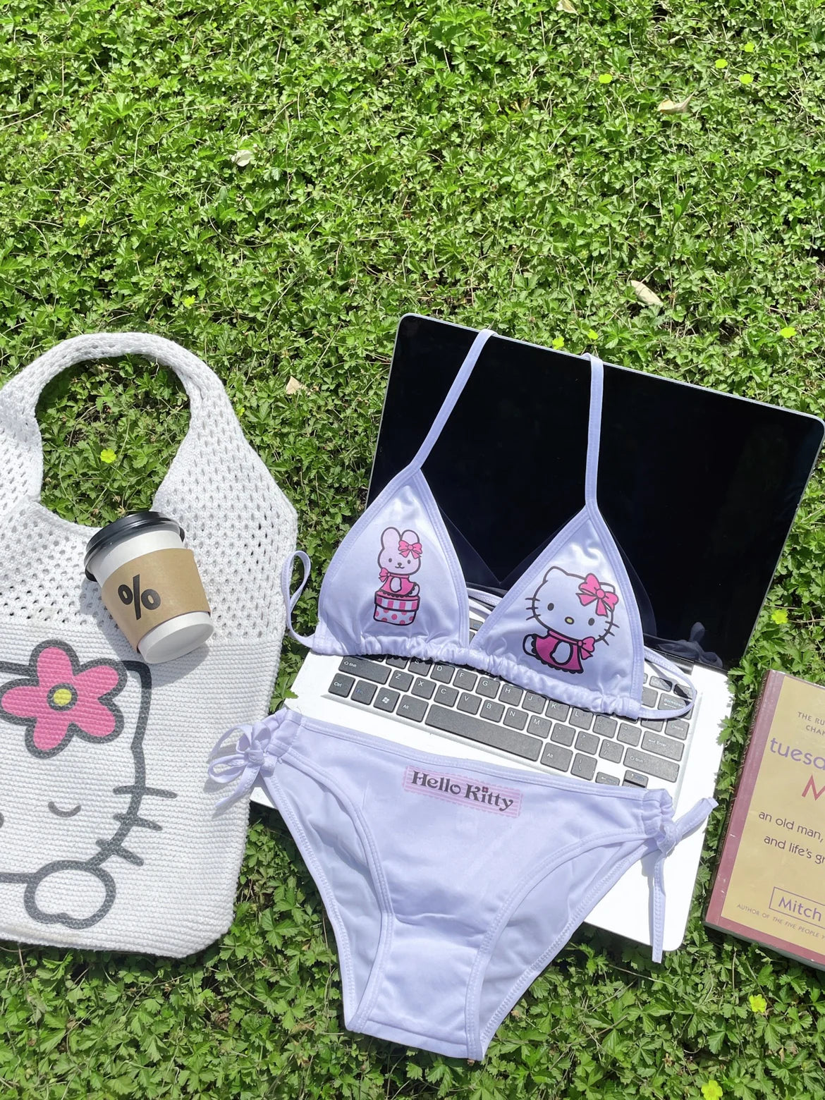 Cute Hello Kitty Cartoon Bikini Swimsuit Set for Women