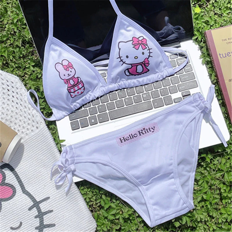 Cute Hello Kitty Cartoon Bikini Swimsuit Set for Women