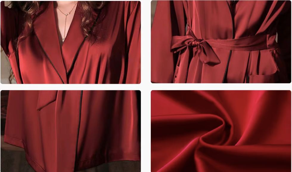 Women's Solid Satin Nightwear Bathrobe