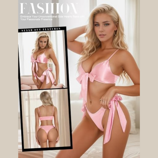 LL Two Piece Babydoll Pink Bikini Set [Pink Color Bikini]