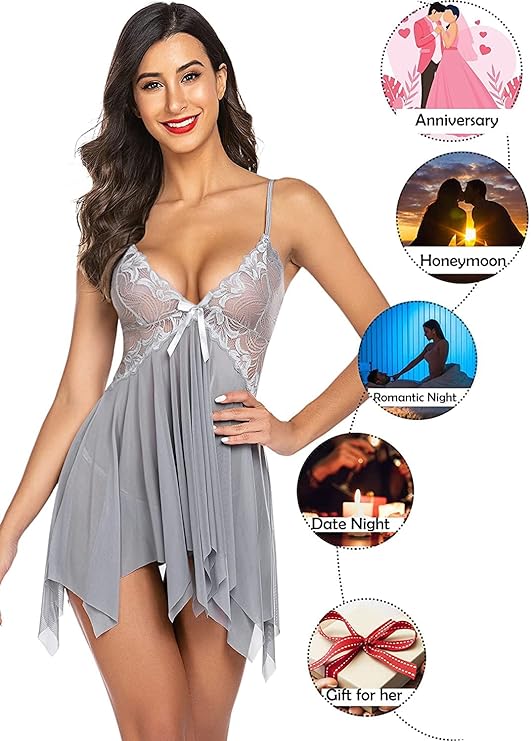 LL Three Piece Baby doll Dress Intimate Lingerie Set