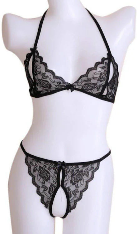 LL Open Sexy Lace 3-Point Erotic Lingerie Open Panties Temptation Set