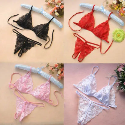 LL Open Sexy Lace 3-Point Erotic Lingerie Open Panties Temptation Set