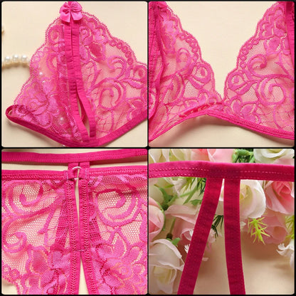 LL Open Sexy Lace 3-Point Erotic Lingerie Open Panties Temptation Set