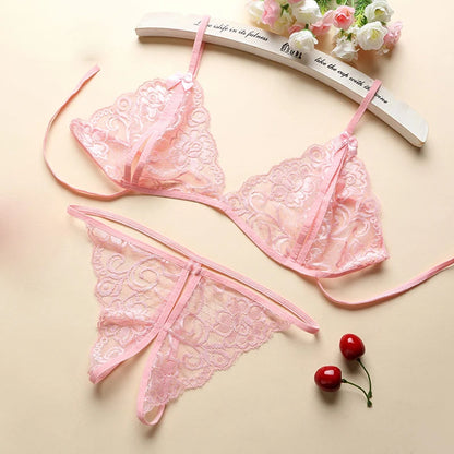 LL Open Sexy Lace 3-Point Erotic Lingerie Open Panties Temptation Set